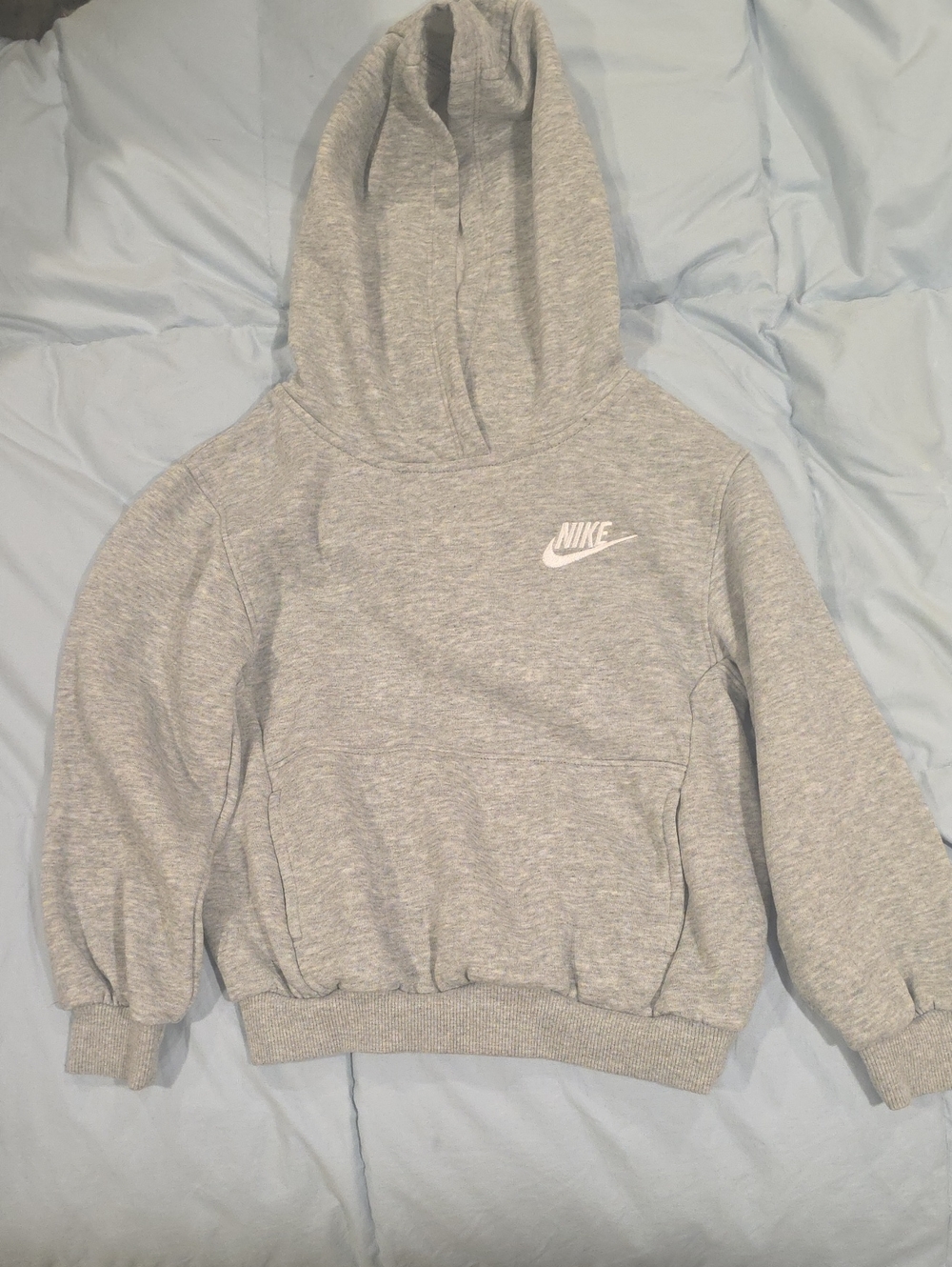 Nike Light Gray Kids Hooded Sweatshirt with White Logo